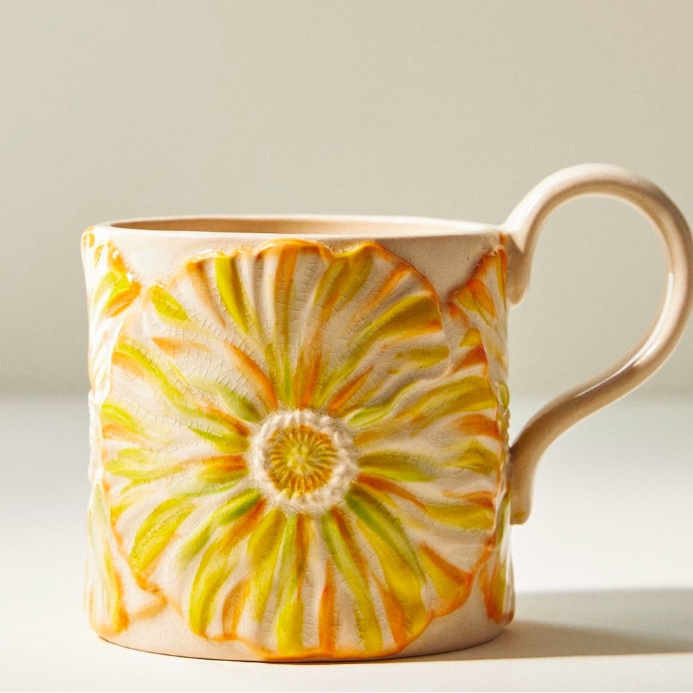 Anthropologie Brand New, Lilypad Floral Mug